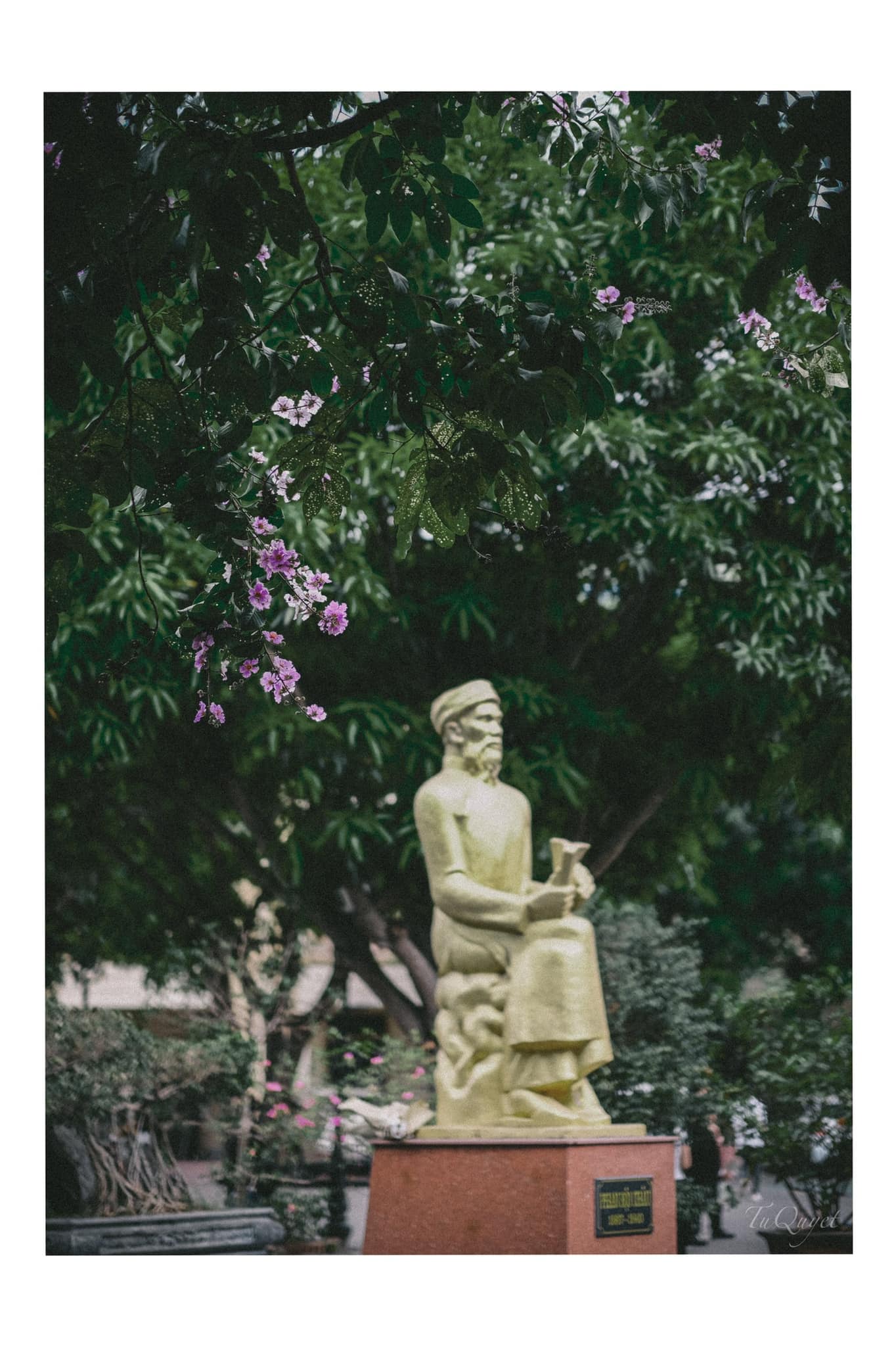 A statue of a person under a tree

Description automatically generated