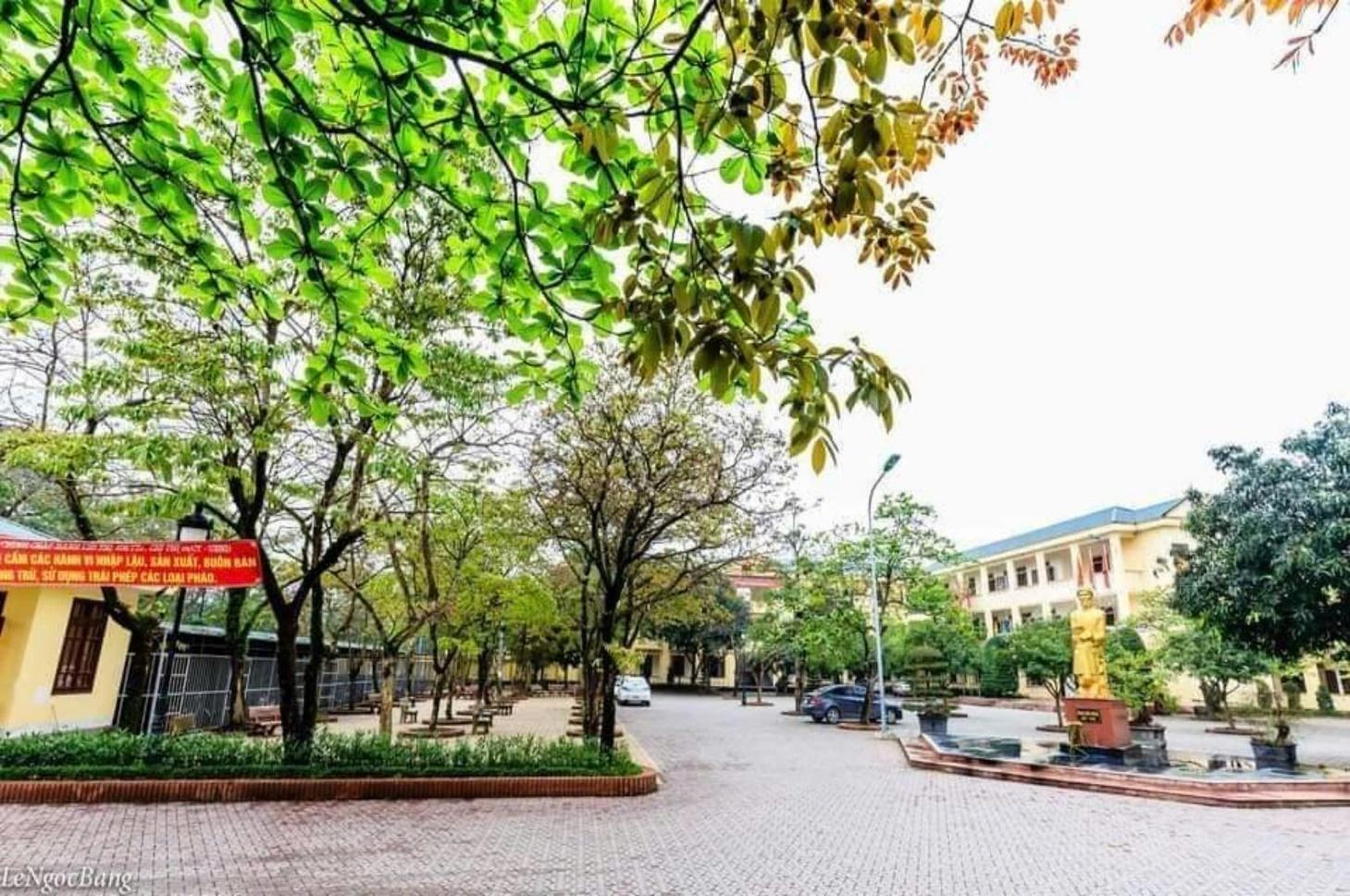 A street with trees and a statue

Description automatically generated